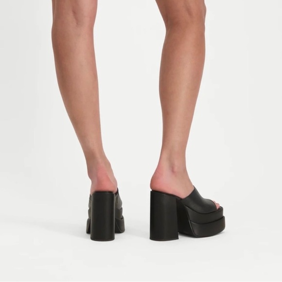 Black Steve Madden Leather Cagey Platform Sandals Size 10 - Picture 8 of 13